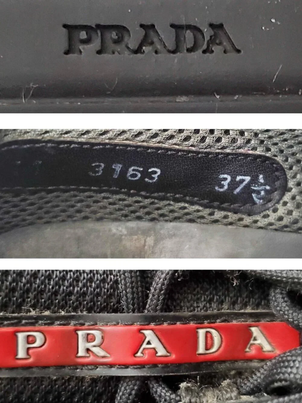 Vintage Prada Womens Sneakers Linea Rossa America’s Cup Black Leather Shoes 37,5